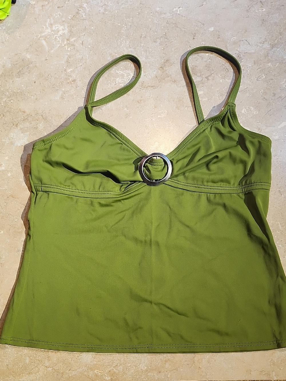 Perry Ellis Avocado Green Tankini Top S